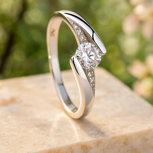 925 Sterling Silver CZ Ring – Elegant & Certified for Women