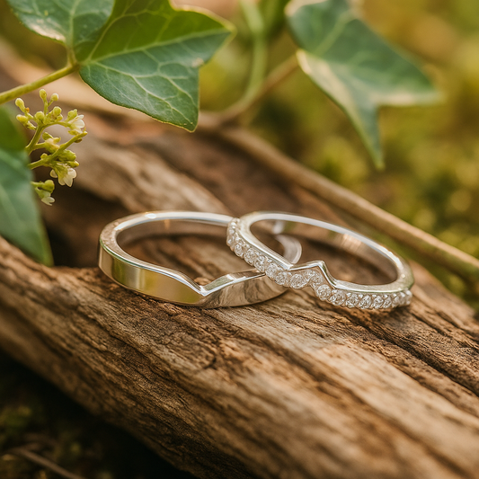 925 Sterling Silver Couple Rings with CZ – Personalized Gift for Engagement or Anniversary