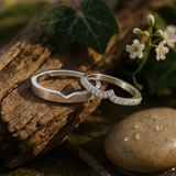 925 Sterling Silver Couple Rings with CZ – Personalized Gift for Engagement or Anniversary