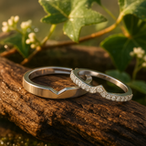 925 Sterling Silver Couple Rings with CZ – Personalized Gift for Engagement or Anniversary