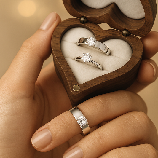 925 Sterling Silver Couple Rings with CZ – Personalized Gift for Engagement or Anniversary