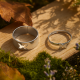 Personalized Couples Promise Rings – Adjustable 925 Sterling Silver, Sanded Strip Design