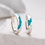 925 Sterling Silver Aurora Galaxy Couple Rings – Matching Anniversary Bands