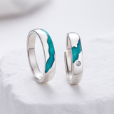 925 Sterling Silver Aurora Galaxy Couple Rings – Matching Anniversary Bands