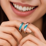 925 Sterling Silver Aurora Galaxy Couple Rings – Matching Anniversary Bands