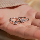 925 Sterling Silver Promise Rings for Couples- Matching Adjustable Rings with Engraving Gift Her