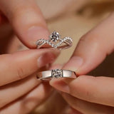 925 Sterling Silver Promise Rings for Couples- Matching Adjustable Rings with Engraving Gift Her