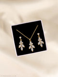 "925 Sterling Silver CZ Necklace & Earring Set – Elegant Wedding Jewelry for Her"