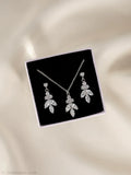"925 Sterling Silver CZ Necklace & Earring Set – Elegant Wedding Jewelry for Her"