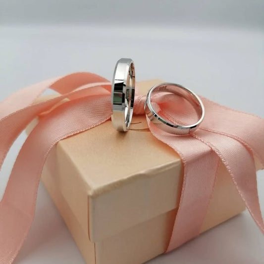 925 Silver Matching Promise Rings – Couple Band Set for Him & Her