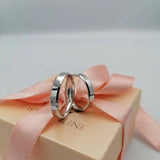 925 Silver Matching Promise Rings – Couple Band Set for Him & Her