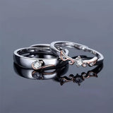 Couples Promise Rings – 925 Silver Adjustable Set, Anniversary & Valentine’s Day Jewelry Gift