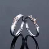 Couples Promise Rings – 925 Silver Adjustable Set, Anniversary & Valentine’s Day Jewelry Gift