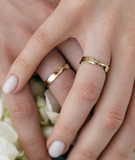 925 Sterling Silver Wedding Rings Set 18K Yellow Gold Plated Ring Gift To Her