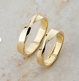 925 Sterling Silver Wedding Rings Set 18K Yellow Gold Plated Ring Gift To Her