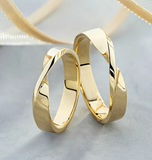 925 Sterling Silver Wedding Rings Set 18K Yellow Gold Plated Ring Gift To Her