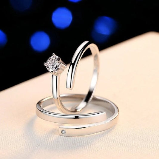 925 Sterling Silver Couple Ring Set – Moissanite Matching Bands for Him & Her