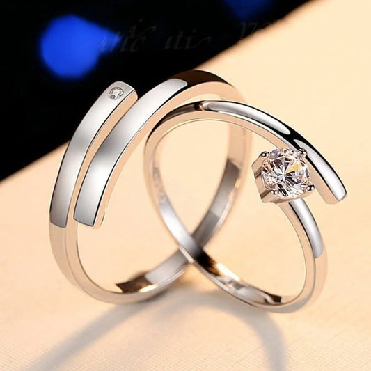 925 Sterling Silver Couple Ring Set – Moissanite Matching Bands for Him & Her