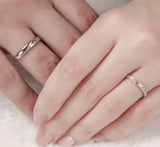 925 sterling  Silver Couple Rings – Crisscross & Crystal Detail Design