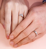 Modern 925 Silver Couple Rings with CZ Stones – Adjustable Matching Set