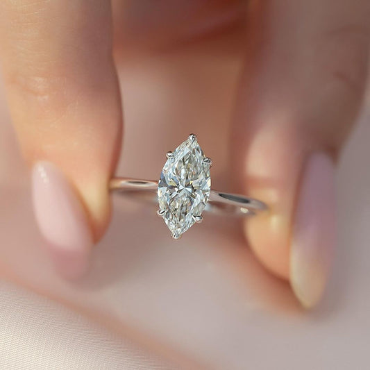 Marquise-Cut Solitaire Cubic Zirconia Ring in  925 Sterling Silver