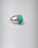 Rose Gold-Plated Ring with Teardrop Turquoise Stone & CZ Accents