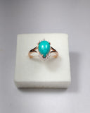 Rose Gold-Plated Ring with Teardrop Turquoise Stone & CZ Accents