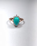 Rose Gold-Plated Ring with Teardrop Turquoise Stone & CZ Accents
