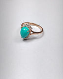 Rose Gold-Plated Ring with Teardrop Turquoise Stone & CZ Accents