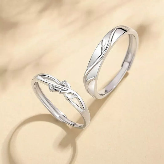 925 Sterling Silver Tow Stone Moissanite Couple Ring Gift For Love