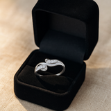 Elegant Wave-Design Diamond CZ Ring in Sterling Silver Finish