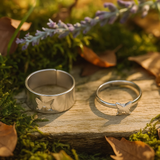 Personalized Couples Promise Rings – Adjustable 925 Sterling Silver, Sanded Strip Design