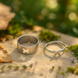 Personalized Couples Promise Rings – Adjustable 925 Sterling Silver, Sanded Strip Design