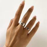 Personalized Couples Promise Rings – Adjustable 925 Sterling Silver, Sanded Strip Design