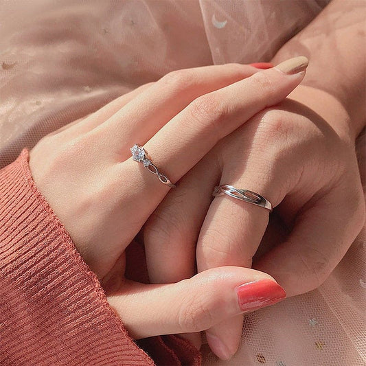 925 Sterling Silver Couples Rings Promise Rings for Couples Matching Rings Adjustable in Size Anniversary Gift Couples Rings for Couples His and Her Ring Set with Engraving