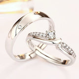 Couple Ring in 925 Silver – Sparkling CZ Stone, Perfect Gift for Her