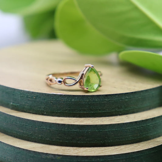 Peridot Teardrop Infinity Ring in Rose Gold Finish 925 Sterling Silver Ring