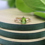 Peridot Teardrop Infinity Ring in Rose Gold Finish 925 Sterling Silver Ring